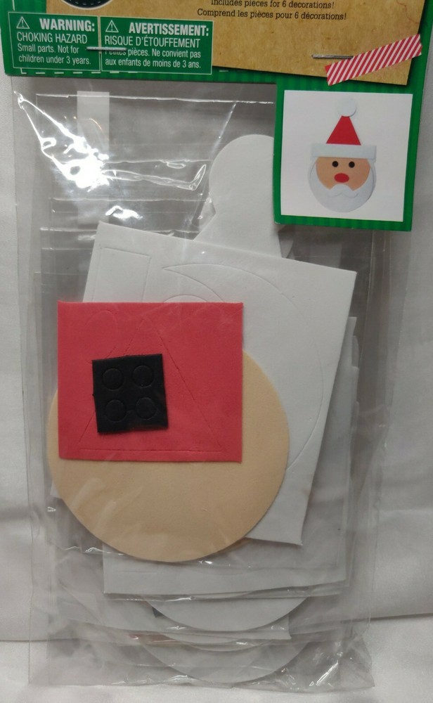Christmas Decorations Foam Craft Kit Makes 6 ~ Santa ~ NEW!