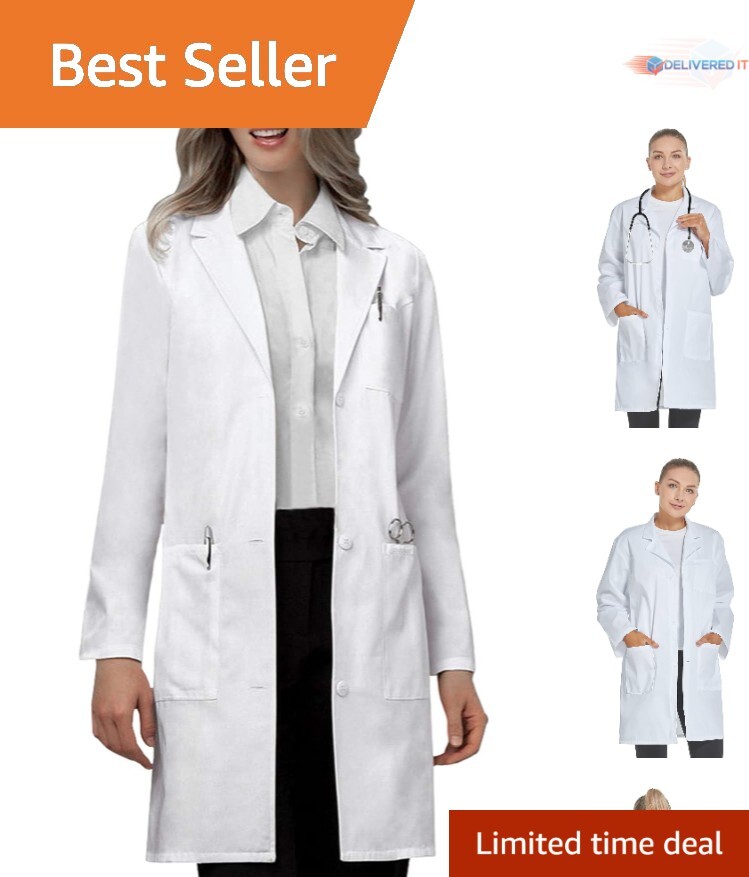 Professional Lab Coat Unisex Polyester Size S Modern Design Multi-Use