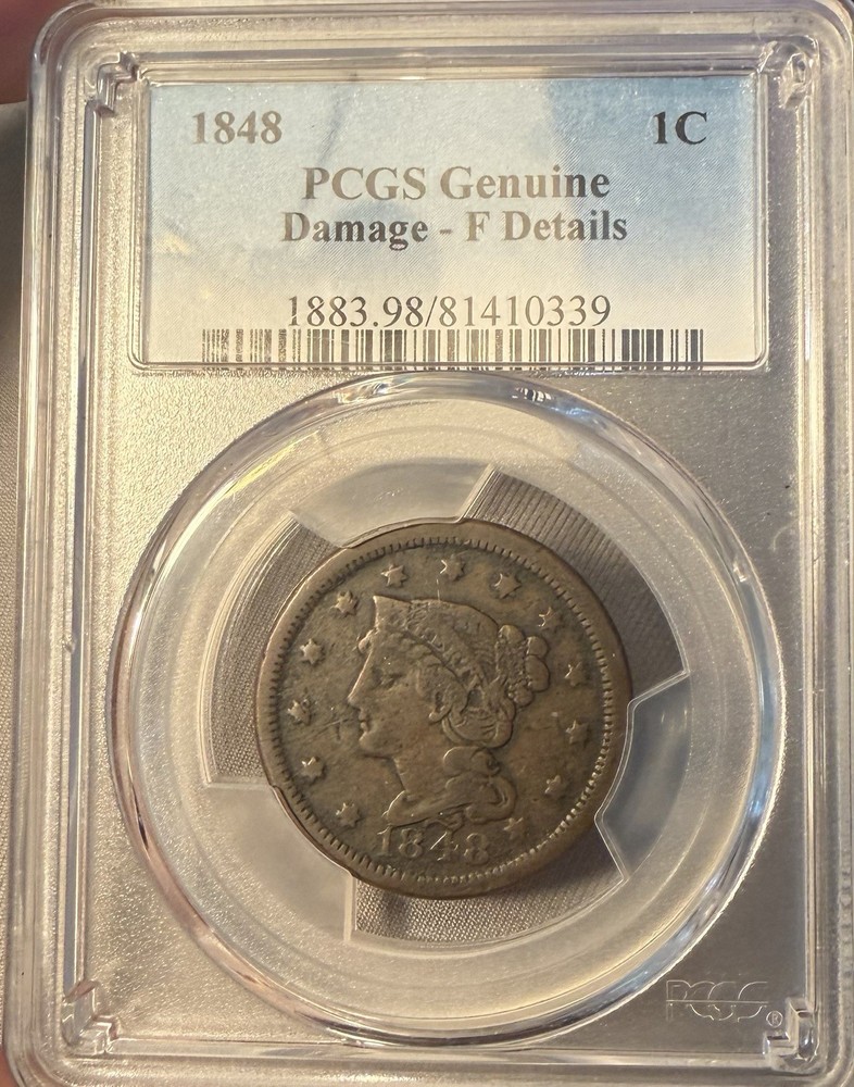 1848 Large 1C Genuine 1848 LARGE CENT – PCGS CERTIFIED