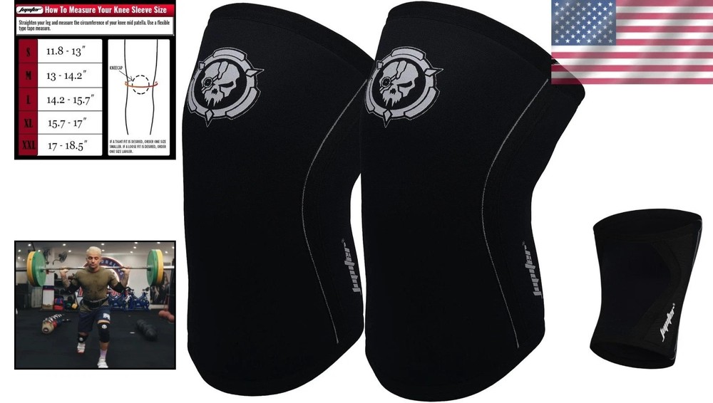 Knee Sleeves Pair - 7mm Compression Braces for Squats