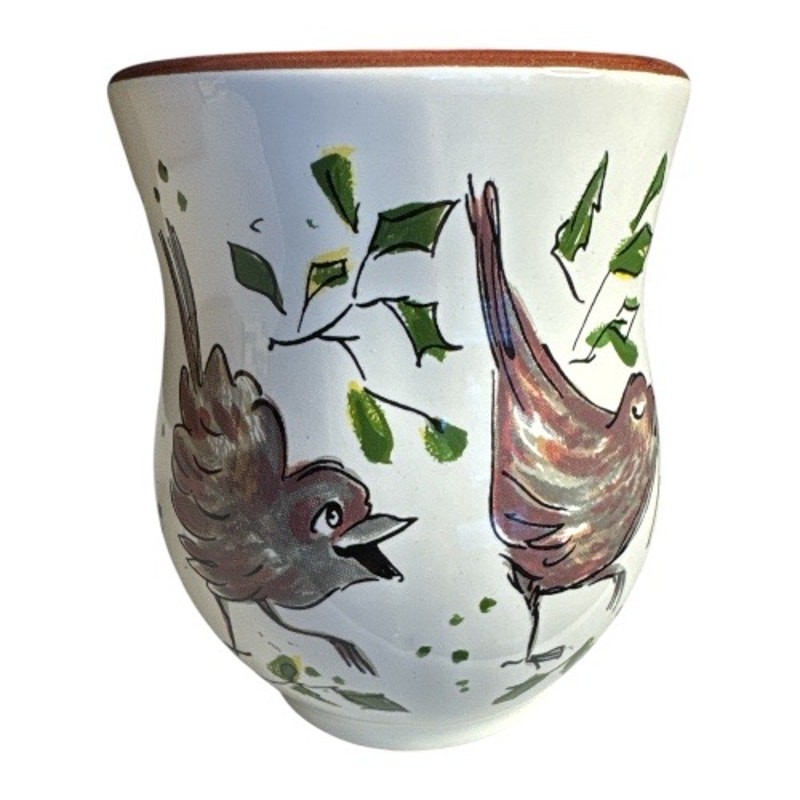 Entwutf Abt Signed Small Hand Made Ceramic Bird Vase Catchall Jar