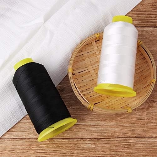 2 Spool 1500yd Bonded Nylon Sewing Thread White Black