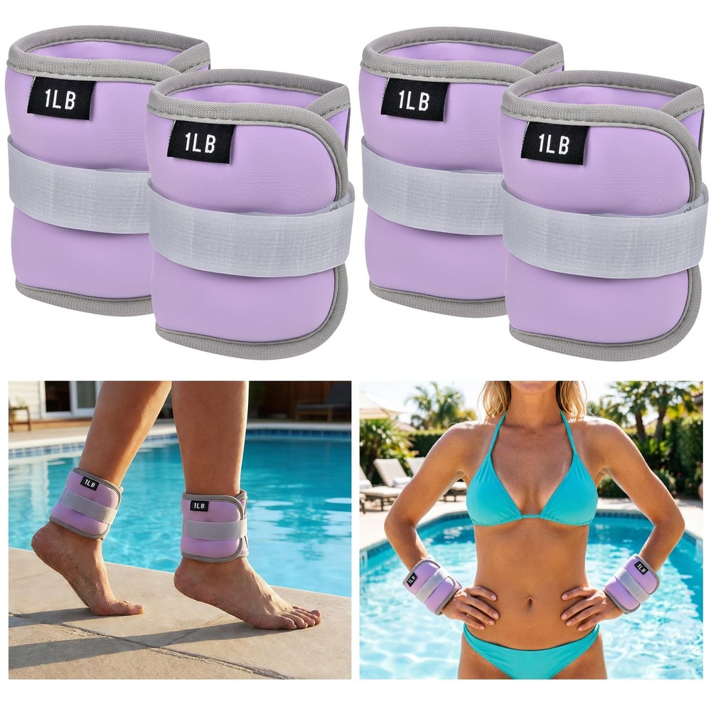 Ankle Wrist Weights for Pool Exercise - 2 Pairs Adjustable Water Weights for ...