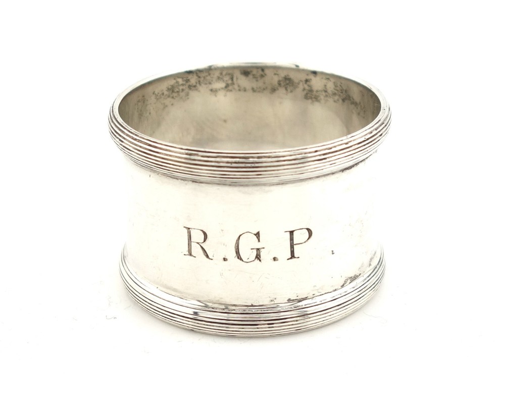 Antique Sterling Silver Napkin Ring Monogrammed Heavy 1925