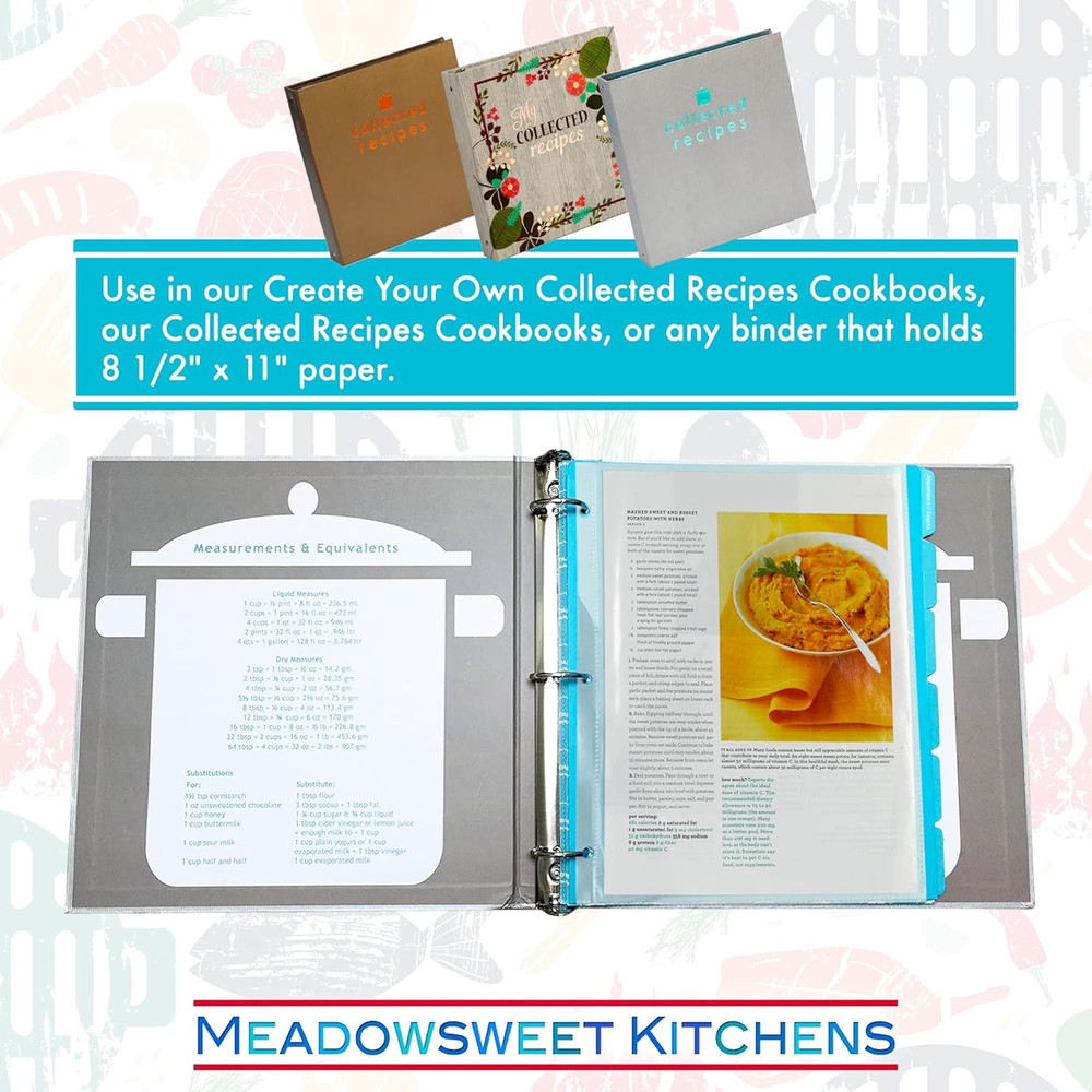 Full Size Clear Plastic Sheets Protector Pages for Recipe Organizer - 20 Clear S