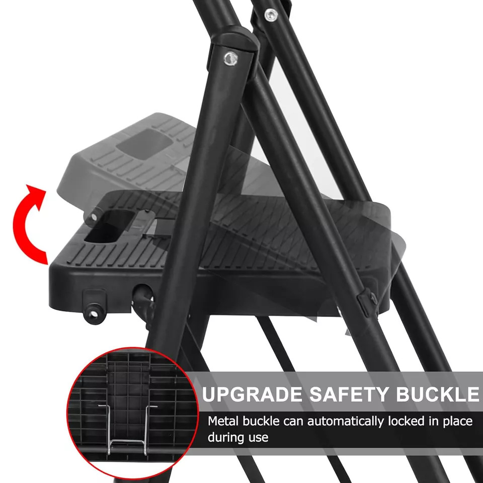 5 Step 330 lbs Non-Slip Stool Ladder with Handrails folding Tool Tray Platform