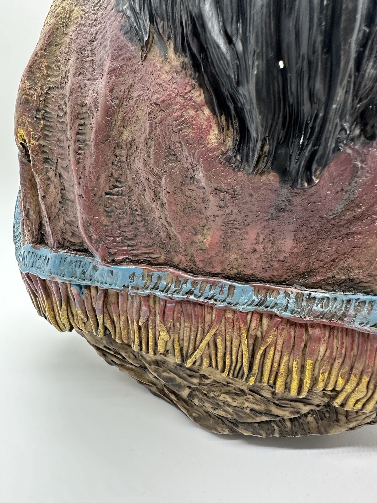 Native American Indian Large Bust Resin Sculpture Hand Painted Very Detailed