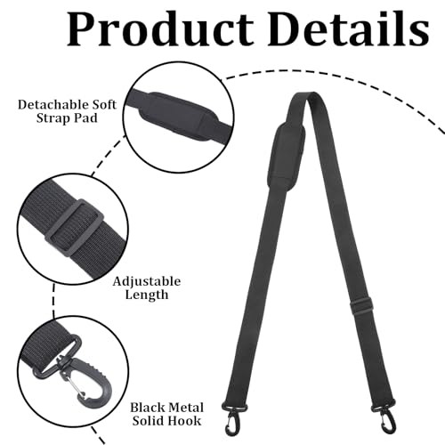 Universal Shoulder Strap with Pad, Adjustable Between 42" to 72", Messenger