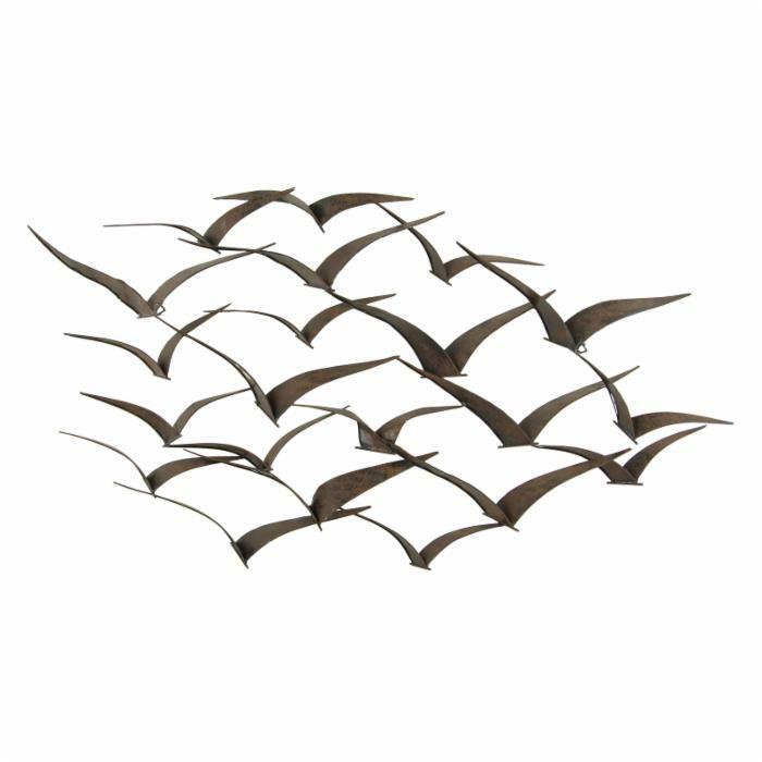 Metal Birds In Flight Wall Sculpture Home Decor Black