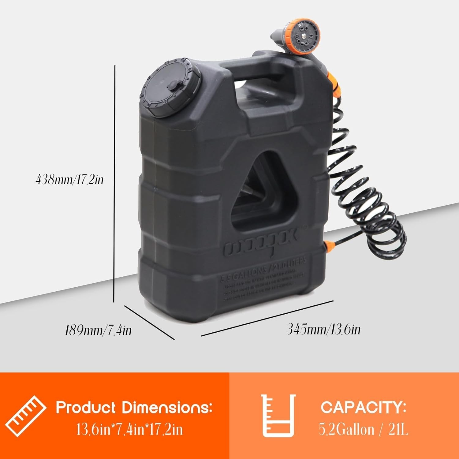 5.5 Gallon Portable Water Tank with Pump and 8 Modes Sprayer, Emergency Water