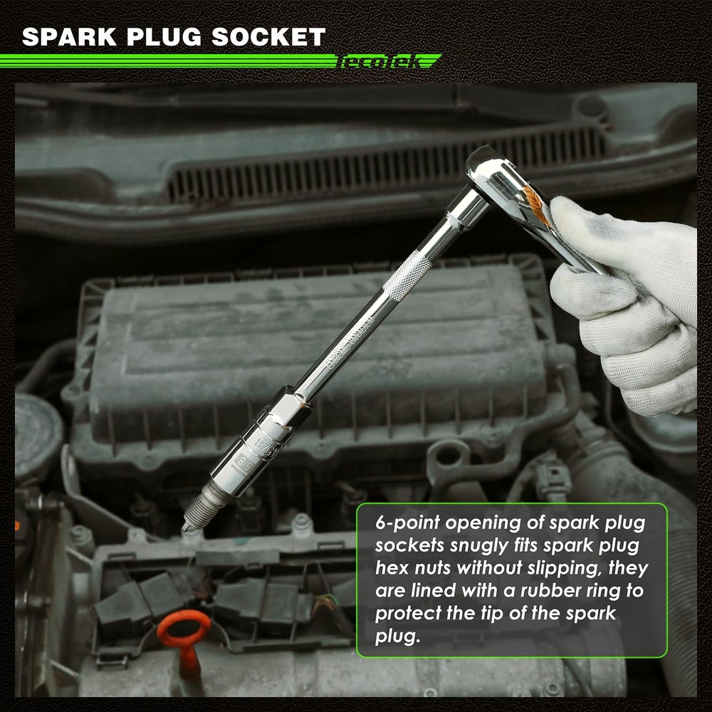 11Piece Spark Plug Socket Set with Ratchet, Gap Tool, Extensions & Sockets