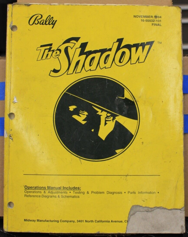 The Shadow Pinball Manual - Bally - 1994
