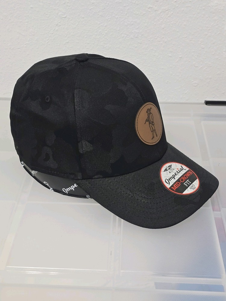 Imperial Mid Crown Fit Golf Hat Black Camo Adjustable Strap