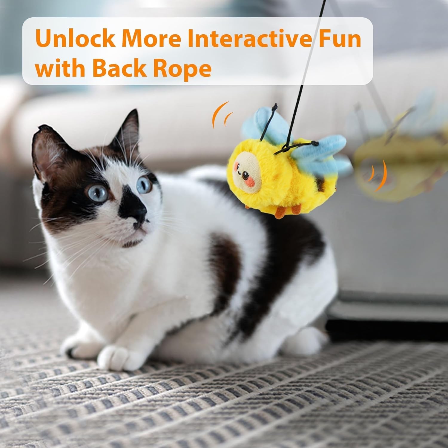 Cat Toy, Motion Activated, Flapping and Chirping Cat Toy with Catnip (Moving Bee