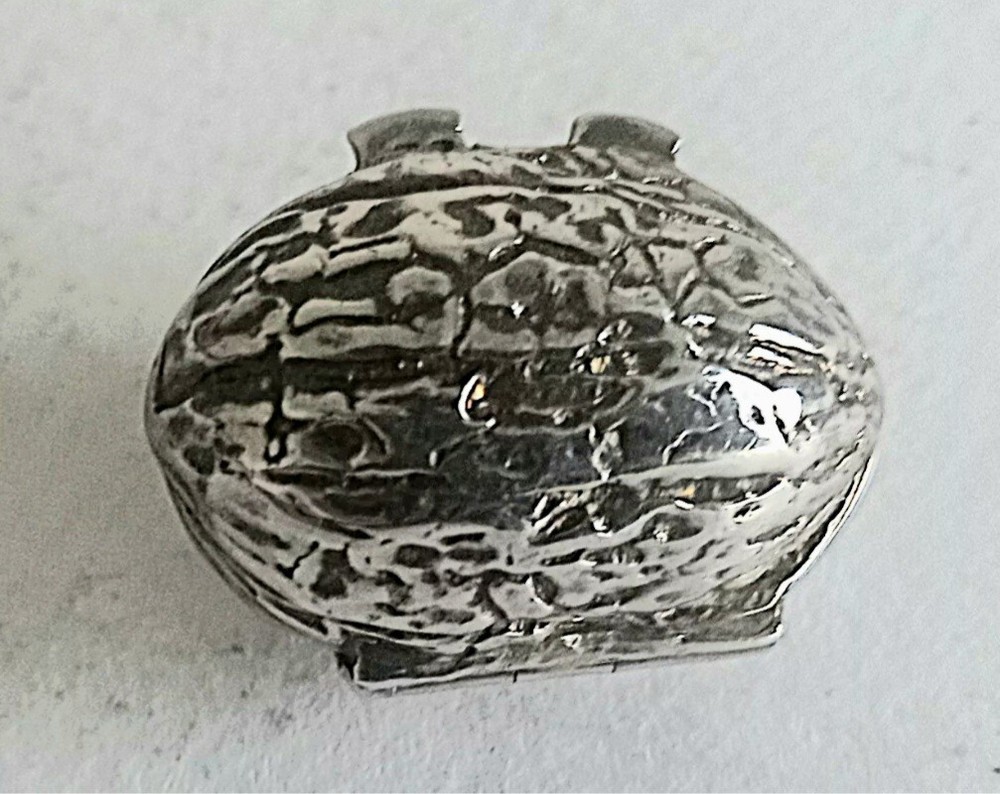 Stirling Silver Nut style Box. Thimble Case. Silver Walnut Style Box. 925 mark