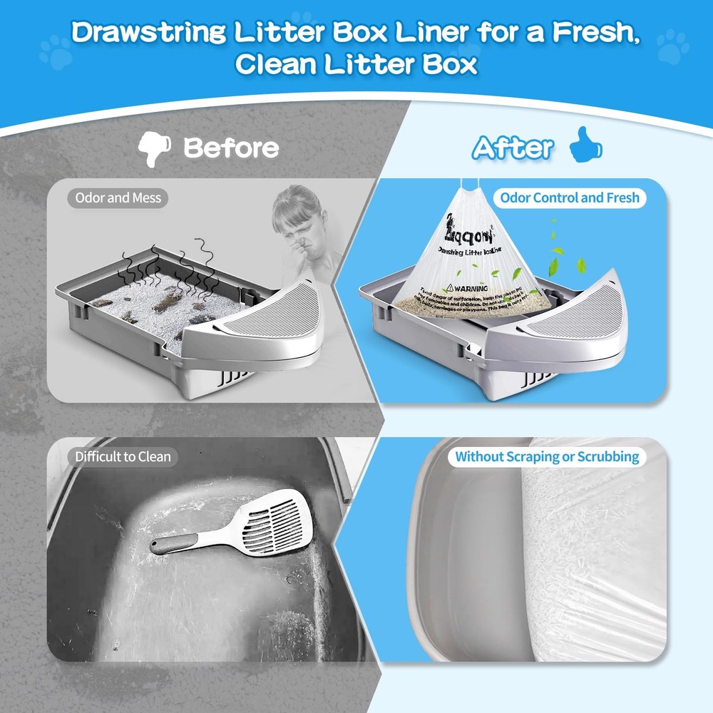 150 Count Drawstring Litter Box Liners Compatible with Automatic Litter Box 4...