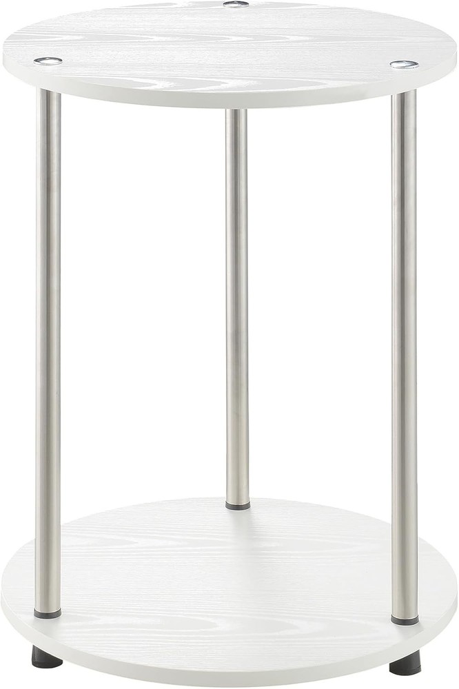 Designs2Go No Tools 2 Tier Round End Table 15.75" Contemporary Modern Side Table