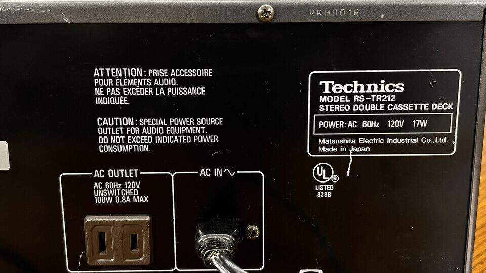 Technics RS-TR212 Stereo Double Cassette Tape Deck Full Logic Auto Reverse