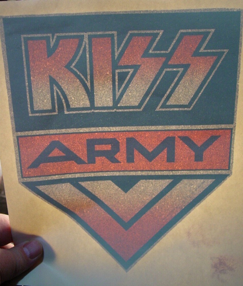 KISS ARMY VINTAGE 1970's ROCK & ROLL GLITTER IRON ON TRANSFER GLITTER -NICE, K-1