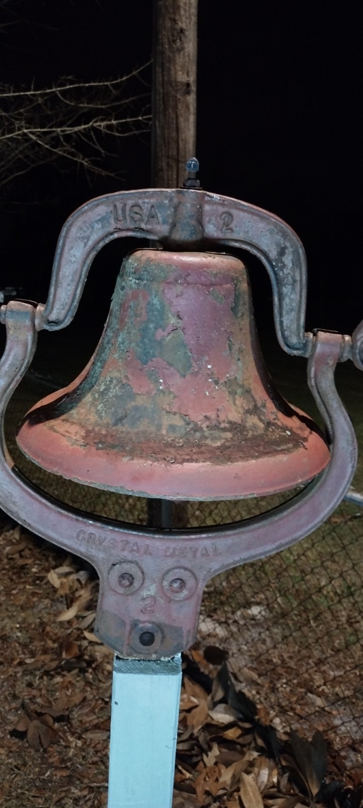 Late 1800s Crystal Metal Number 2 School Bell 19-20 Yoke Width