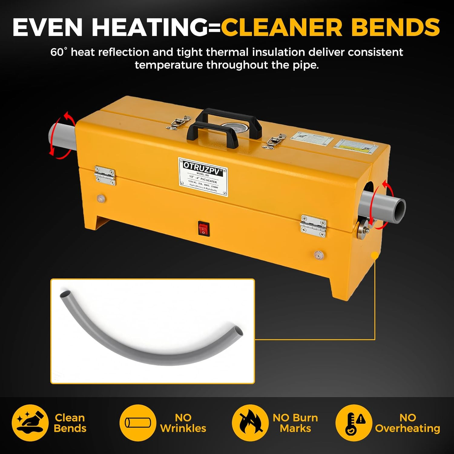 1/2"–2" PVC Conduit Heater Box Electric PVC Bender Tool for Schedule 40/80