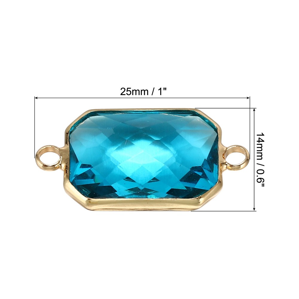 Birthstone Connector Link, 10Pcs Diamond Links Rectangle, Light Blue