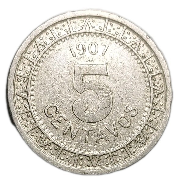 1907 Mexico 5 Centavos Old Coin KM 421