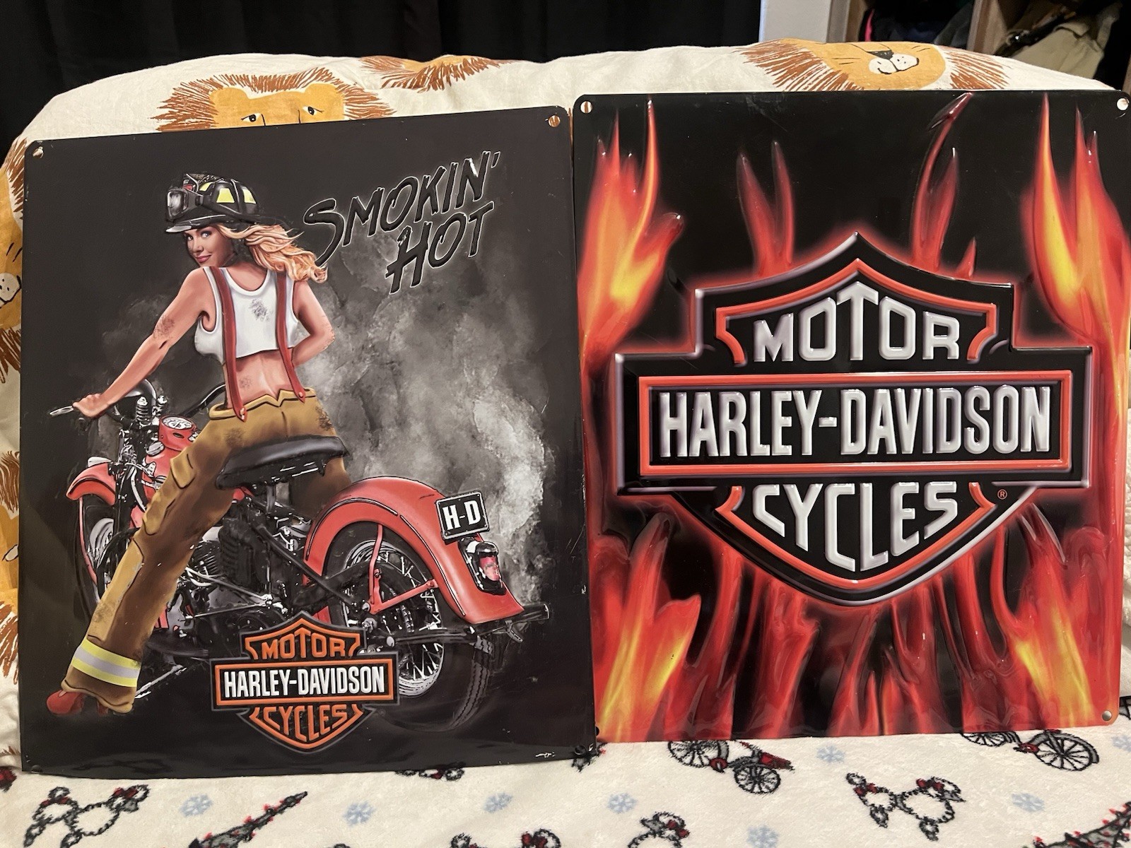 Harley-Davidson® Smokin Hot Fire-fighter Babe Embossed And Logo Tin Sign (13x15)