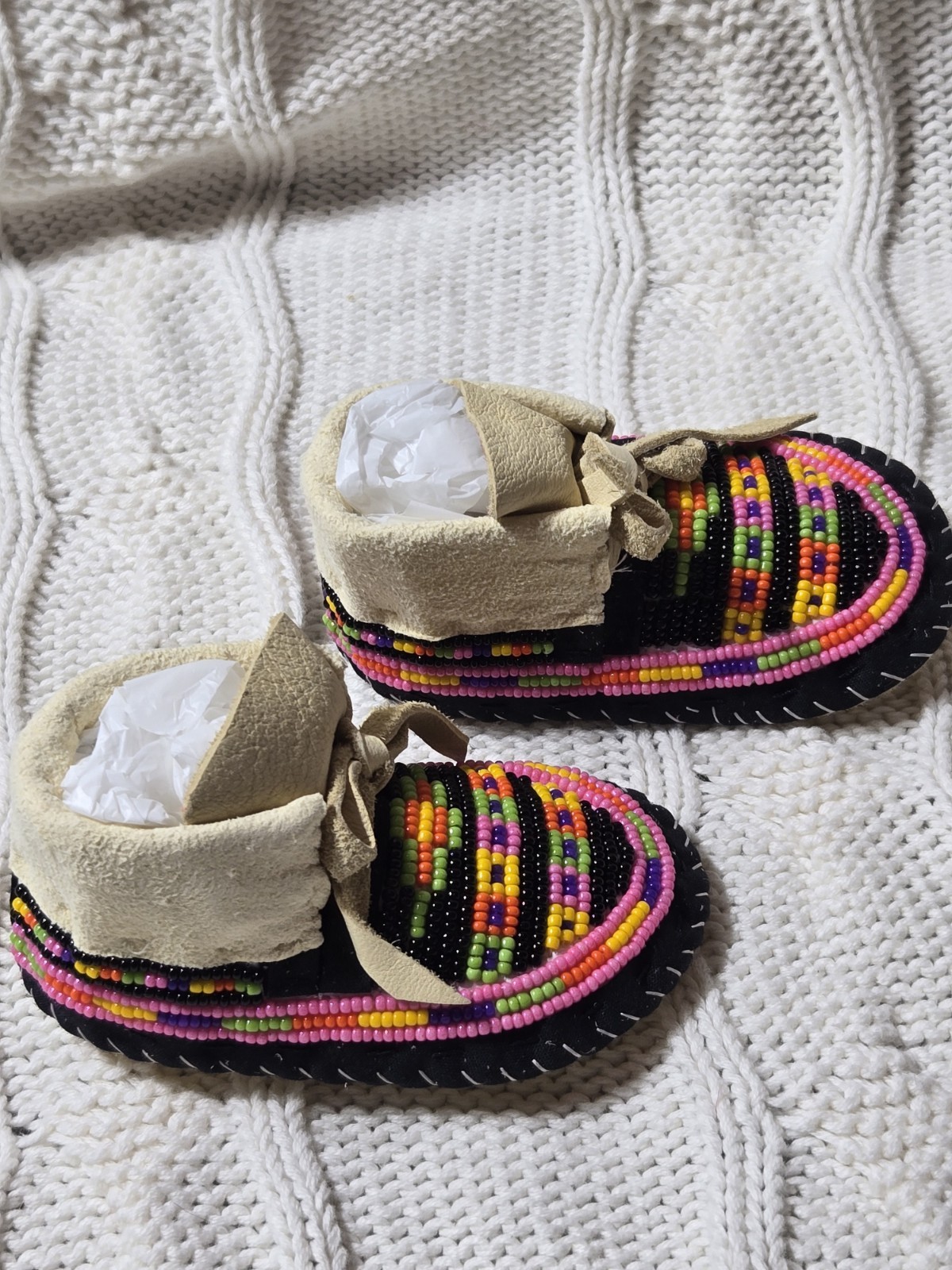 NEW Native American Infant Beaded Moccasins New Born or Baby Doll Handmade Soft