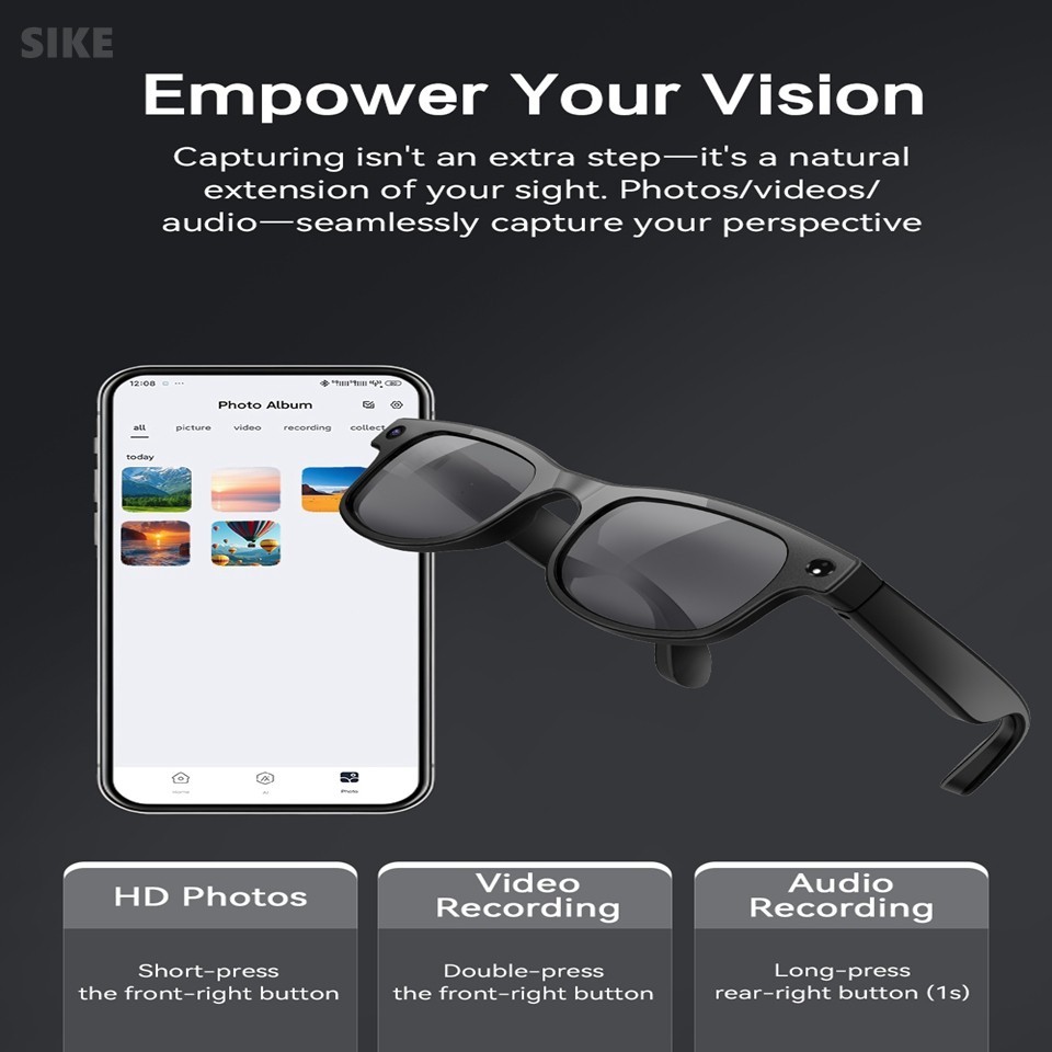 Smart Bluetooth Glasses with Camera, Voice Assistant & Calling Functions