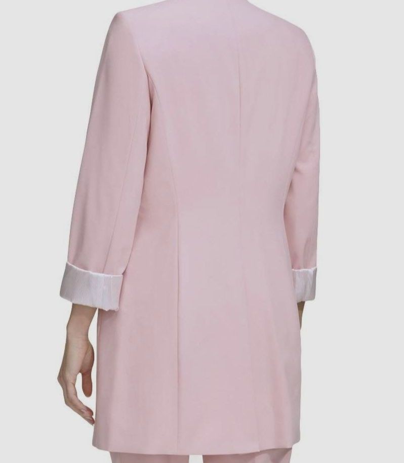Calvin Klein Women's Pink Solid Collarless Open-Front Blazer Jacket Size 10