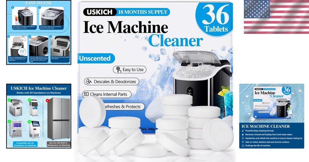 All-in-One Ice Maker Cleaning Tablets, 36 Pack - Easy, Effective Maintenance