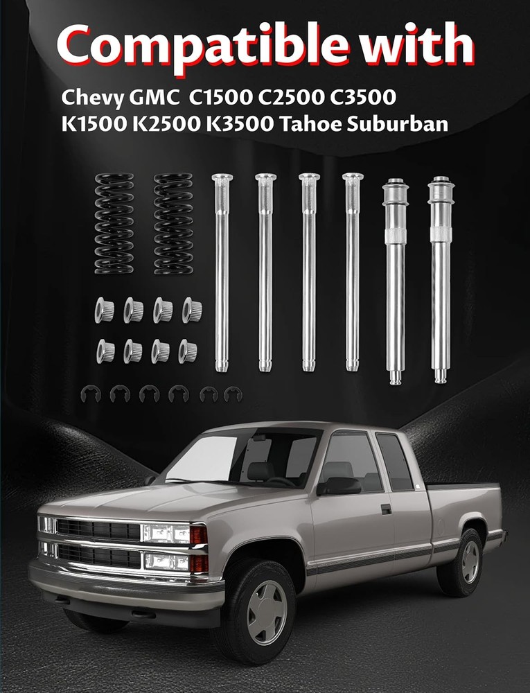 Front Driver and Passenger Side Door Hinge Pin and Bushing kit Compatible with C