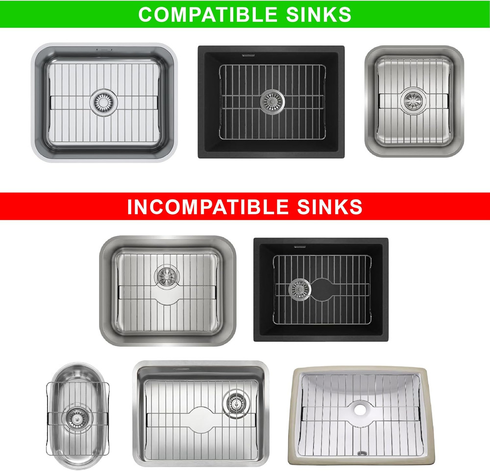 304 Stainless Steel Sink Protector Rack – Rust-Resistant Grid for Kitchen Sin...