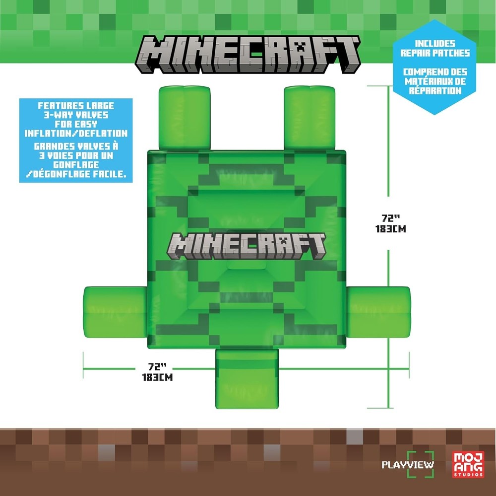 Minecraft Ride-On Turtle Pool Raft Float - Dive into Beach Biome Fun, Oversized