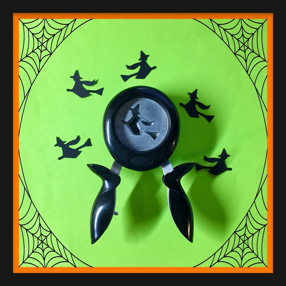 RARE!!!! Fiskars Large WITCH CRAFT Punch  EUC Witch On Broom