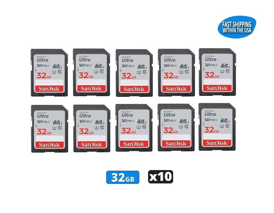 Sandisk Ultra 32GB SD Memory cards for Camera/Trail Camera / Computers (10 Pack)