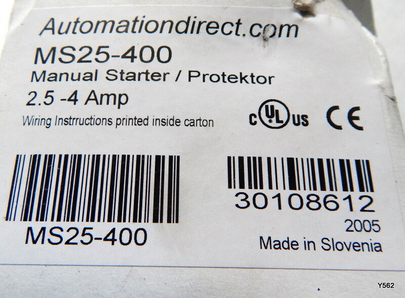 Automation Direct 2.5 4A Pushbutton Manual Motor Starter MS25-400