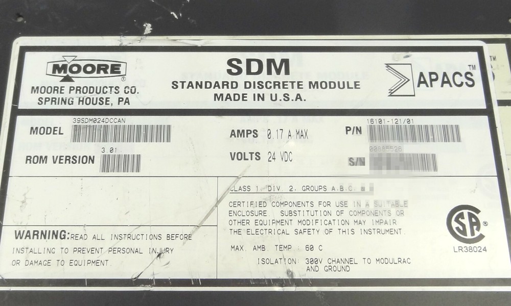 Moore Siemens 16101-121/01 Standard Discrete Module 39SDM024DCCAN