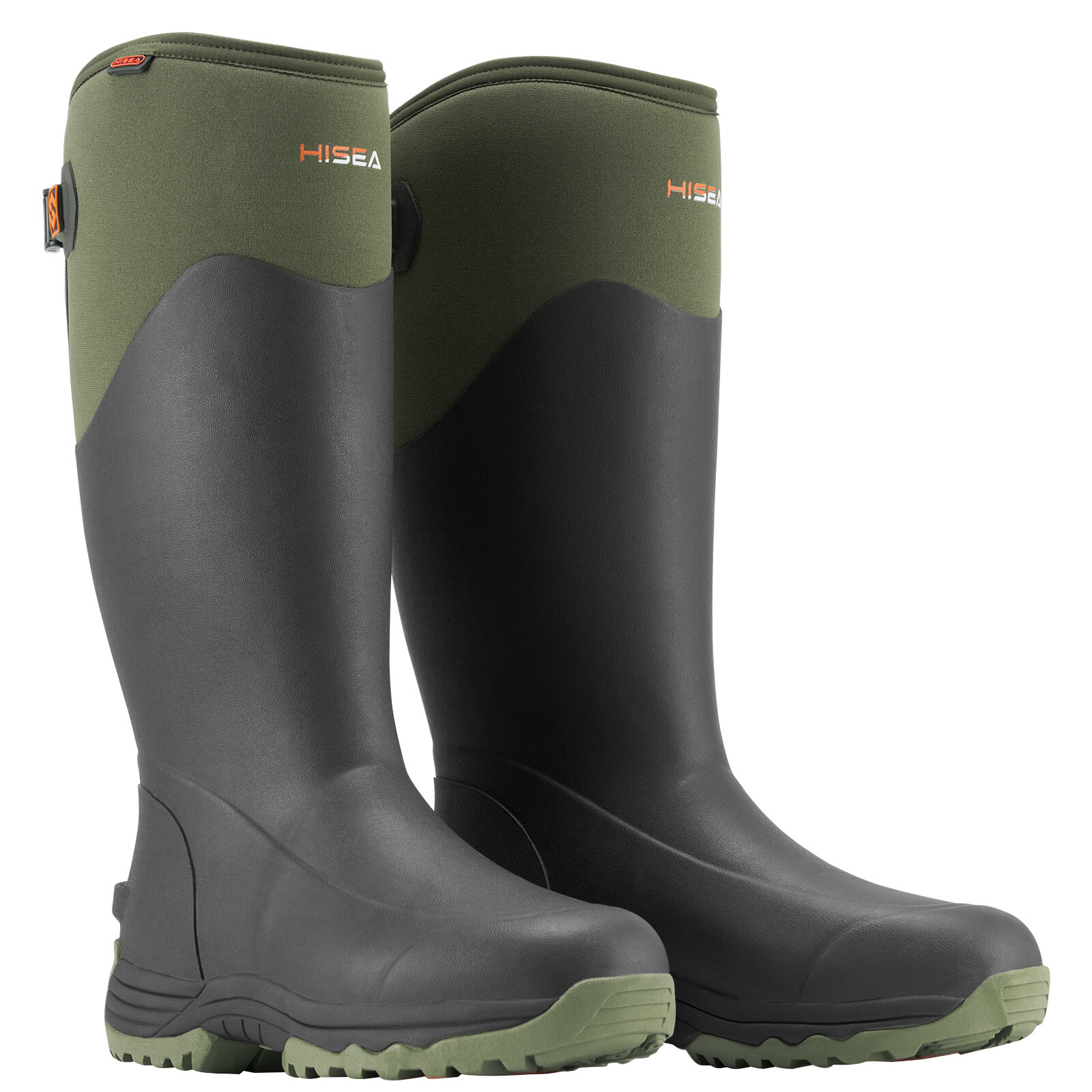 HISEA Men's Rubber Boots Neoprene Insulated Rain Boots Mud Working Hunting Boots