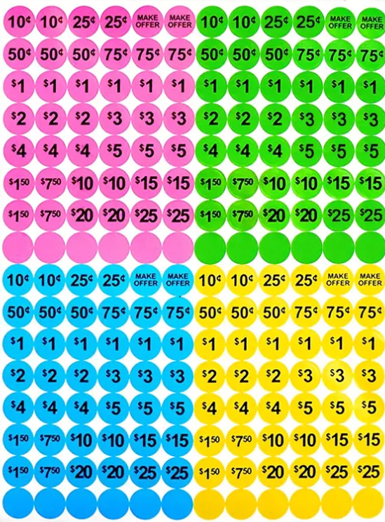 192pc Priced Garage Sale Stickers Labels Price Tags Yard Estate Flea Market 3/4