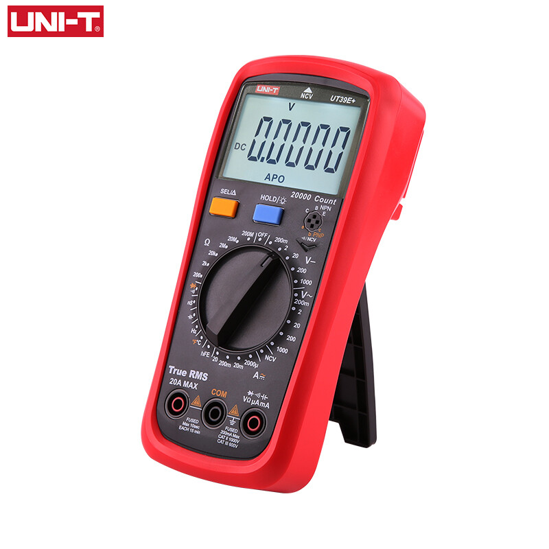 UNI-T True RMS Multimeter AC DC Voltmeter Ammeter Ohmmeter Cap Temp Test UT39E+
