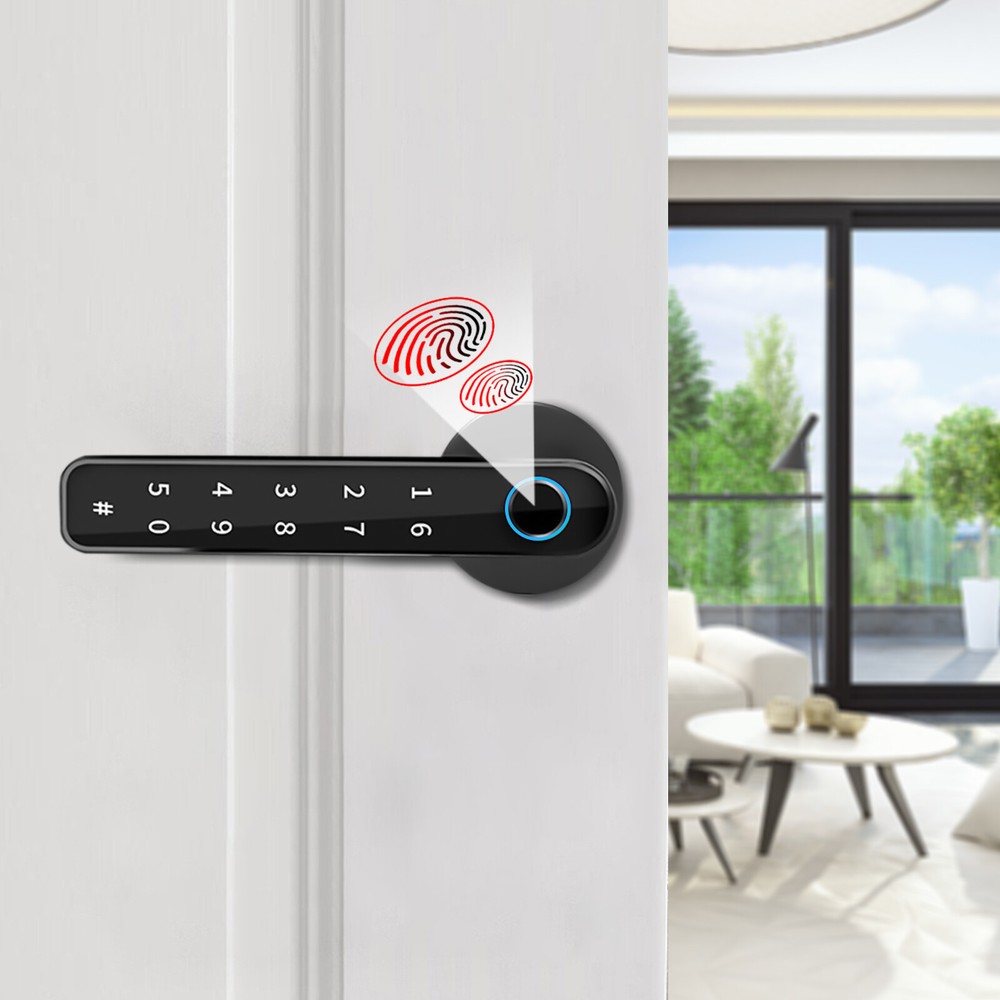 Electronic Handle Door Lock Fingerprint Biometric Smart Digital Keypad Code Lock