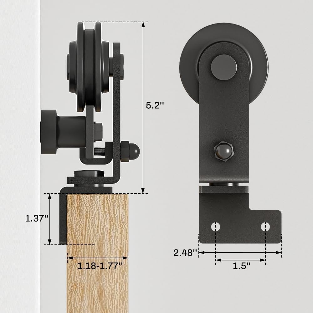 1 pair Top Mount Bifold Sliding Barn Door Hardware Kit Roller ,NO TRACK