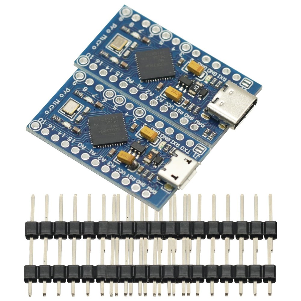 2 Pack Development Board for Micro/Type-C USB ATMEGA32U4 Module 5V 16MHz Deve...