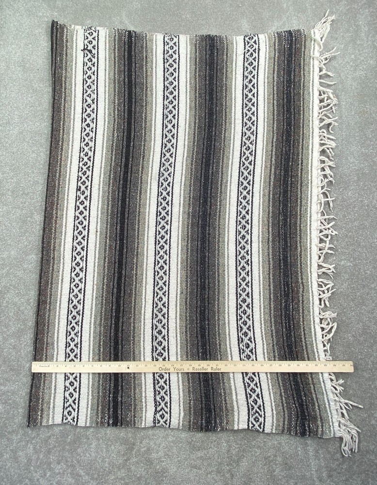 Hydration Nation Authentic Large Mexican Blanket Size 66"X47" Gray White