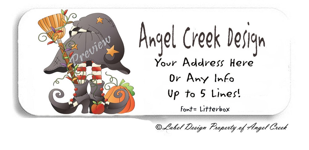 Country Primitive Witch Halloween Personalized Return Address Labels