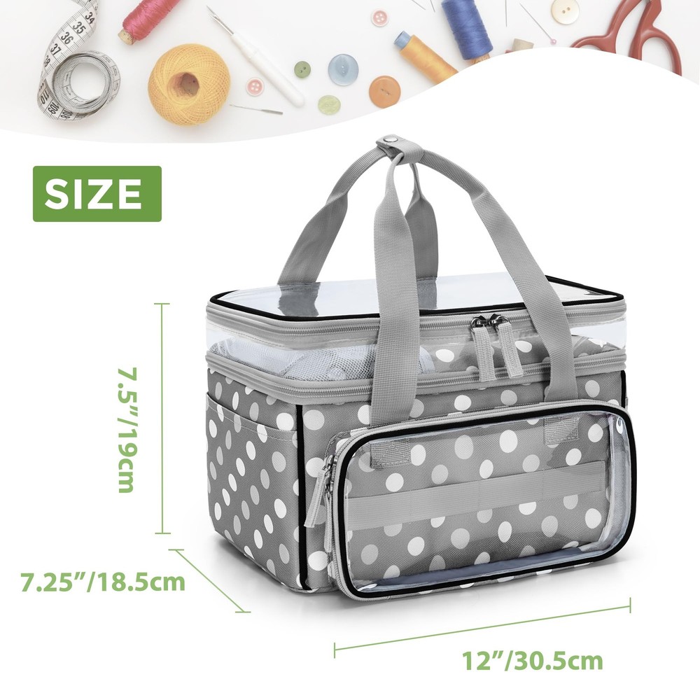 LUXJA Double-Layer Sewing Storage Organizer with Transparent Compartment, Lar...