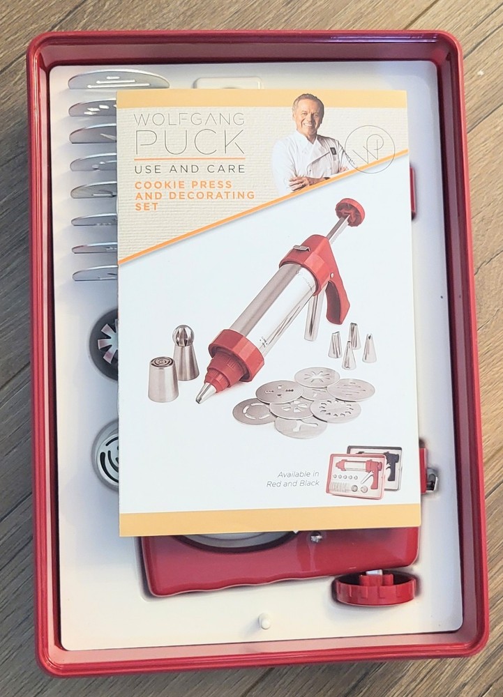 Wolfgang Puck Cookie Press & Decorating Set.. Case Is Red✍️