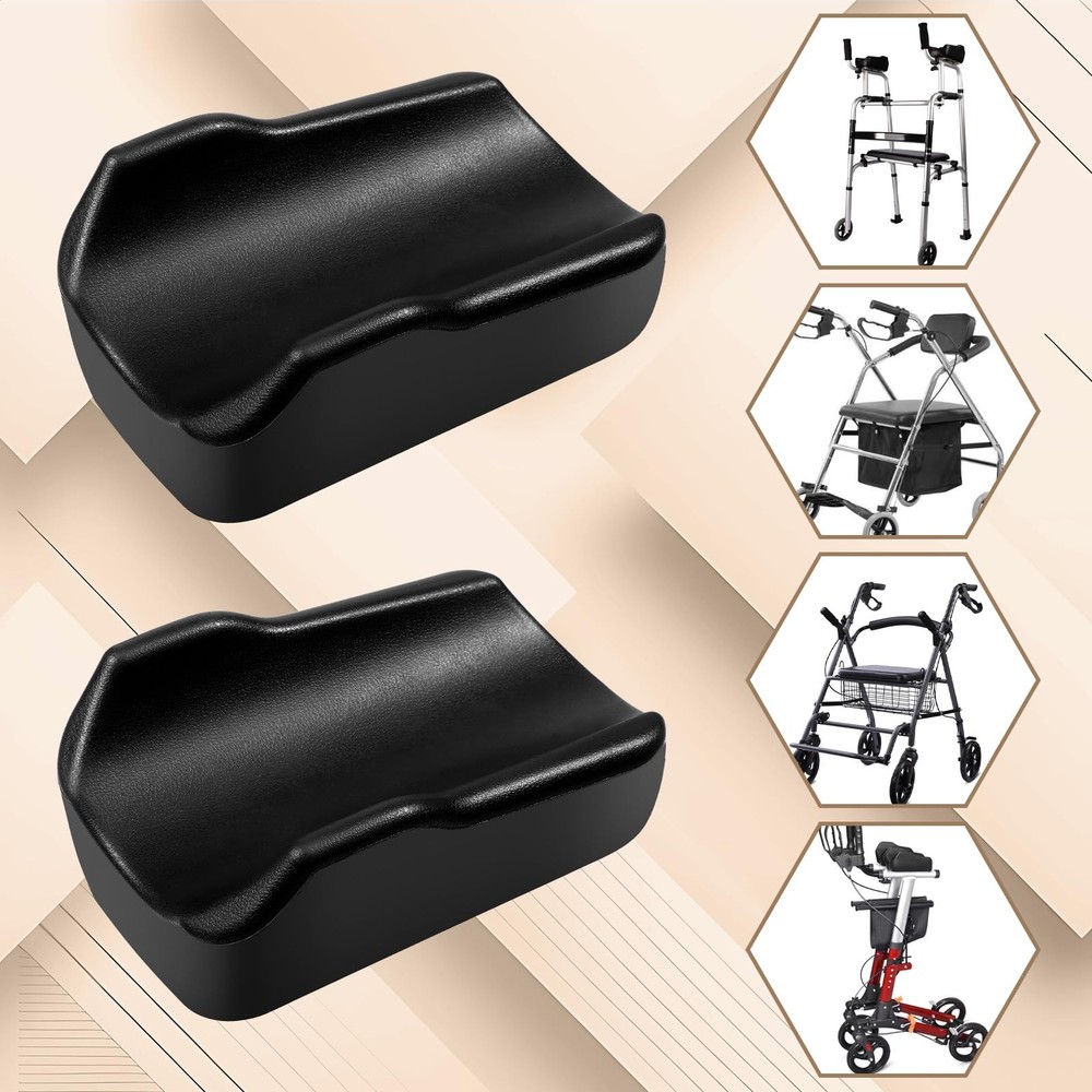 2 PCS Walker Armrest Pads, Upright Walker Forearm Pads, Black Universal